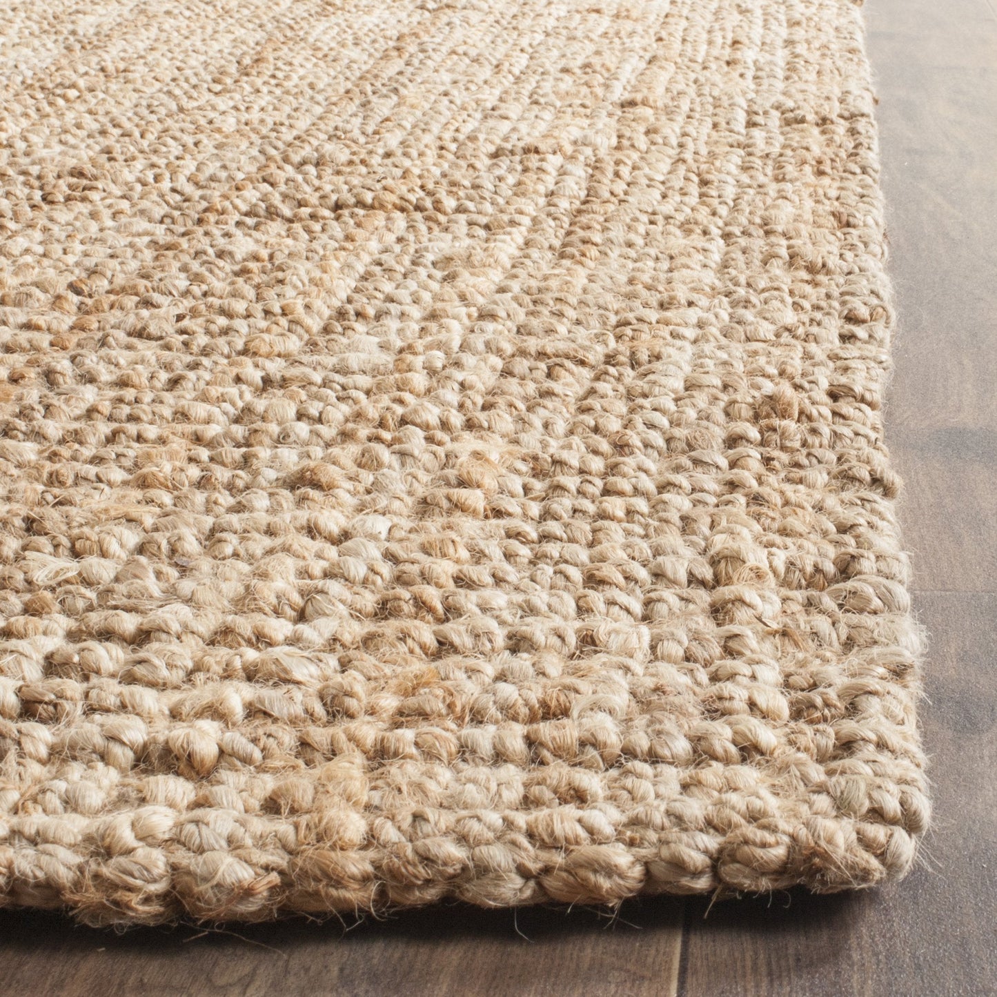 SAFAVIEH Area Rug 10' Square - Natural Fiber Collection - Large - Natural Brown, Handmade Jute, Farmhouse Style, Chunky Textured Thick Pile (NF447A)