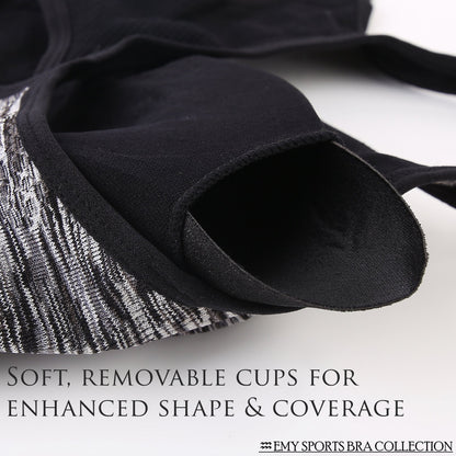 EMY Sports Bra for Women 1 2 3 5 Pack Space Dye Racerback Removable Pads for Fitness Gym Yoga Running (XL, 5 Pack)