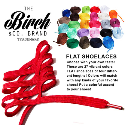 Birch Shoelaces in 27 Colors Flat 5/16" Shoe Laces in 4 Different Lengths (45.5" (115cm), Black)