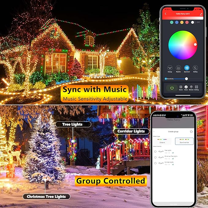 iBaycon Smart Color Changing Christmas Lights, 100FT 300 LED RGB Christmas Tree Lights Remote & App Controlled String Lights for Outdoor Indoor Christmas Decorations