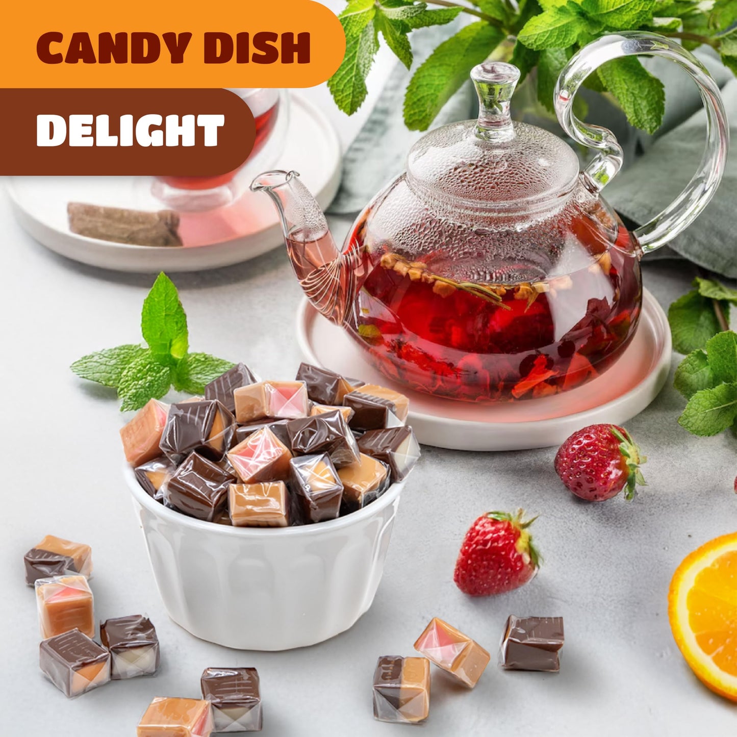 Caramel Cubes Mix - 2 Pound Bulk Pack (About 150 Count) - Assorted Flavors Candy - Filled Caramels Individually Wrapped