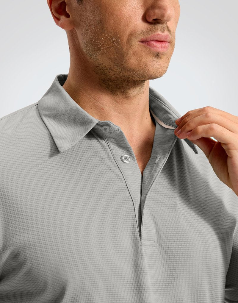 G Gradual Mens Golf Shirt Short Sleeve Dry Fit Moisture Wicking Lightweight Performance Athletic Grid Summer Collared Polo Shirts for Men(Warm Gray,Large)