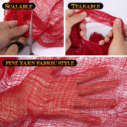 Watayo 10 Pcs Red Bloody Halloween Creepy Cloth, 71" x 30" Haunted House Scary Gauze Decoration, Spooky Fabric Cloth Hanging Halloween Decor for Evil Circus Yard Doorway Horror Themed Party Supplies