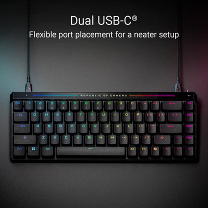 ASUS ROG Falchion RX Low Profile Wireless Gaming Keyboard – 65% Compact TKL, Tri-Mode Connectivity, ROG RX Red Optical Switches, RGB, Touch Panel, Keyboard Cover, PC/Mac Support - White