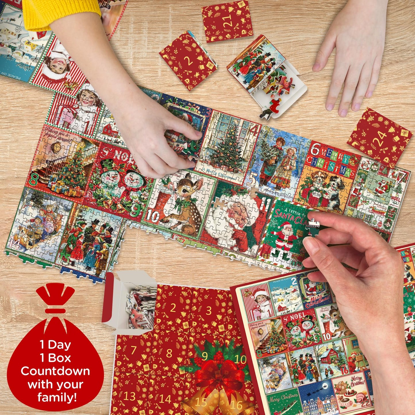 Christmas Advent Calendar Puzzle 1000 Piece for Adult, Christmas Countdown Calendar Jigsaw Puzzle, Holiday Santa Puzzle for Adult 1000 Piece