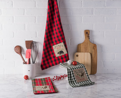 DII Holiday Kitchen Towels Embroidered Dish Towel Set, 18x28, Cabin Christmas, 3 Piece