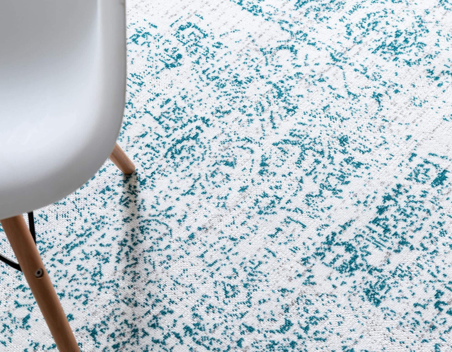 Unique Loom Aarhus Collection Vintage Border Area Rug (8' 0 x 10' 0 Rectangular, Cream/Teal)