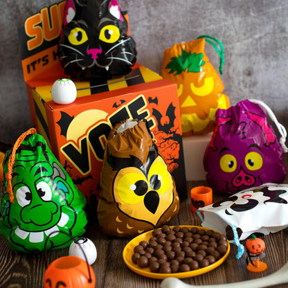 JOYIN 72PCS Halloween Drawstring Goody Bags, Halloween Treats Bags, Trick or Treat Bag, Goodie Candy Gift Bag Bulk for Kids Trick or Treating, Party Favors Supplies, 12 Designs Classroom Gifts Prizes