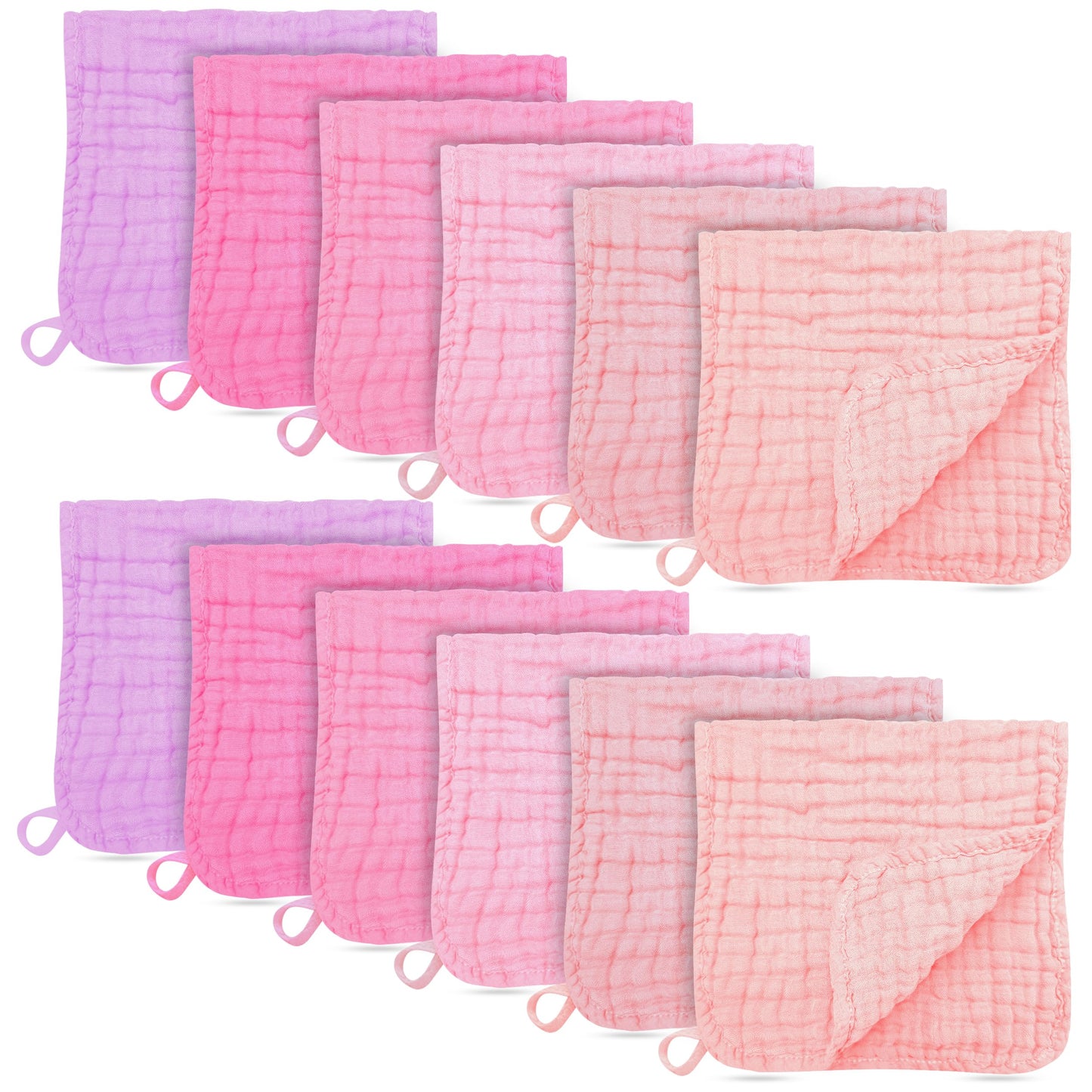 BAMBOO QUEEN 12 Pack Muslin Burp Cloths - Large 20" x 10", Ultra Absorbent 100% Cotton for Baby Drool and Messes - Soft, Gentle Baby Burp Rag for Boys & Girls -Pink, Purple, Sakura Series