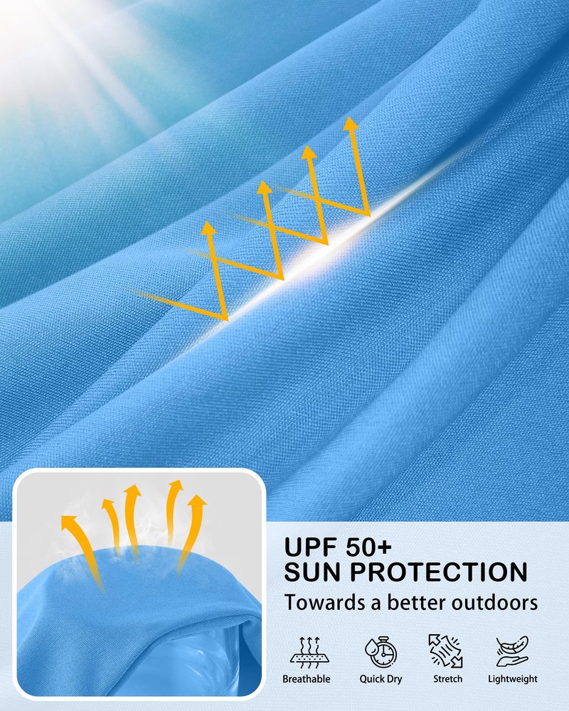 Roadbox Men's Big and Tall UPF 50+ UV Sun Protection Shirts, Long Sleeve Cooling Rash Guard Quick Dry Fishing Swim T-Shirt Navy Blue