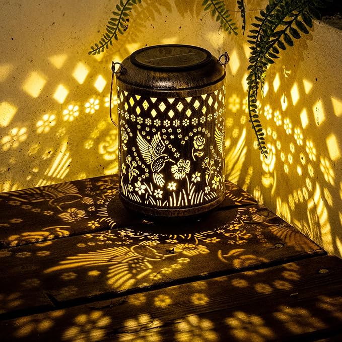 Solar Lanterns Outdoor Hanging Waterproof,Hummingbird Garden Decor Gifts for Women Mom, Solar Lights Metal Fall Decoration Outside for Yard, Patio,Garden,Backyard,Porch