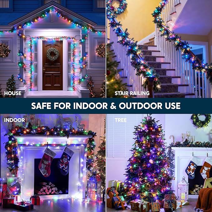 JOYIN 66FT Connectable Christmas String Lights Clear Wire, 8 Modes 200 LED Twinkle Fairy Lights for Indoor Outdoor, Christmas Tree, Classroom, Bedroom, Yard, Patio, Party Decor (Multicolor)