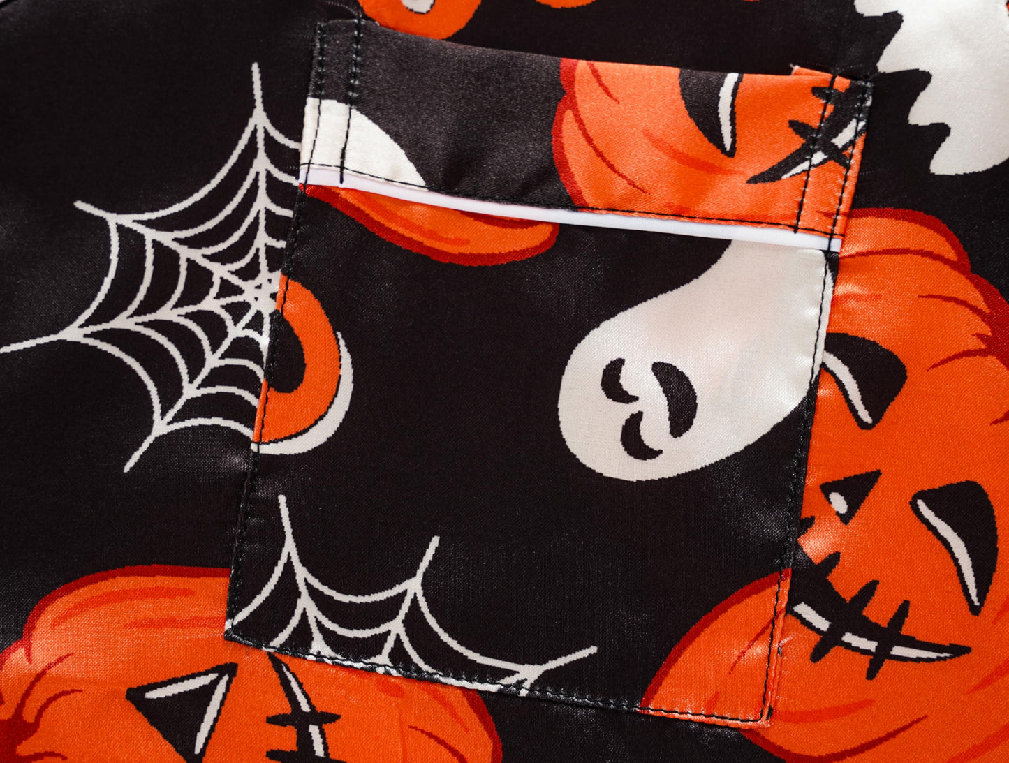 Hupohoi Unisex Girls Boys Kids Pajama Sets Button Down Satin Sleepwear Nighty 3PCS Silky Lounge Sets Nightwear Short Sleeve Long Pants, 3pcs-Pumpkin, 10