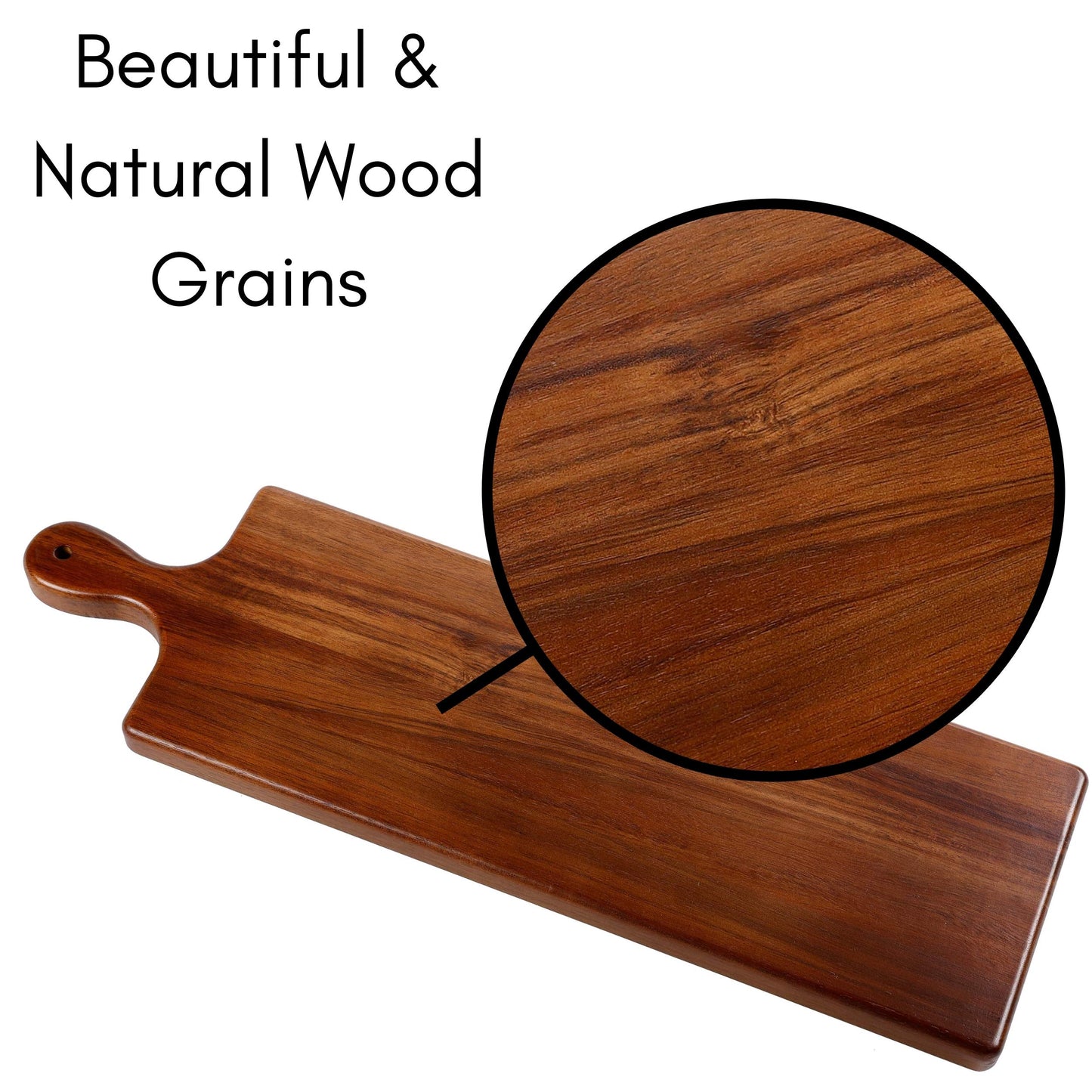 BIRDROCK HOME Acacia Wooden Serving Board with Handle - Long Charcuterie Tray for Party Cheese, Meat, Fruit & Bread Display - Decorative Food Platter for Kitchen - Natural Wood - Espresso, 23”