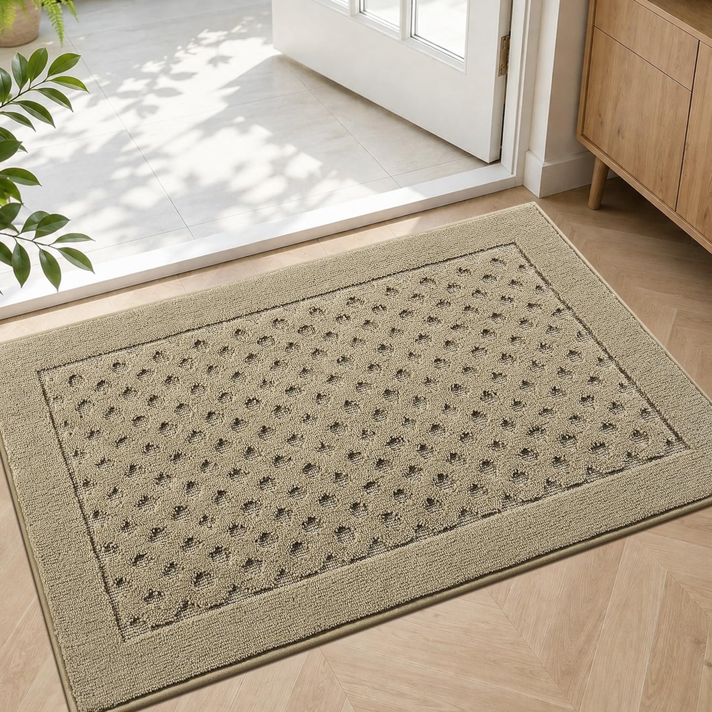 MatMaven Dirt Trapper Door Mat 20"x 32", Non-Slip Washable Doormat Entryway Rugs, Dirt Resistant and Absorbent Welcome Mat, Low Profile Floor Mats for Front Back and Entrance, Beige
