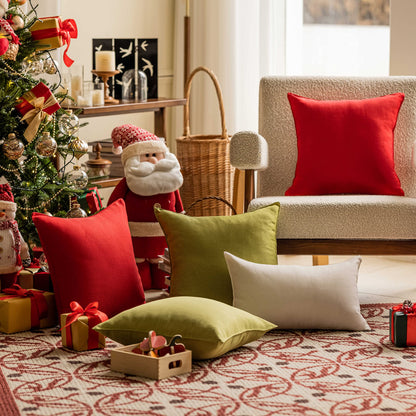 Home Brilliant Red Pillow Covers 18x18 Outdoor Pillows for Patio Waterproof Throw Pillow Cover for Couch Chair Tent Wedding Party Outdoor Christmas Decorations, 18x18 inches(45cm), Red