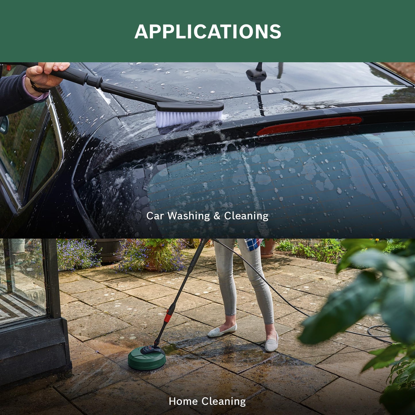 Bosch Pressure Washer Home and Car Cleaning Kit (with patio Cleaner, wash Brush and 90 degree nozzle, in Carton Packaging)