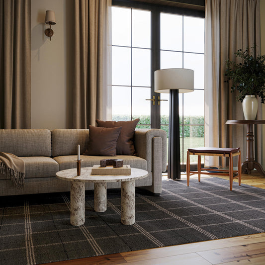 Rugs USA x Nate Berkus Downing Plaid Wool Cozy Area Rug, 6' x 9', Black