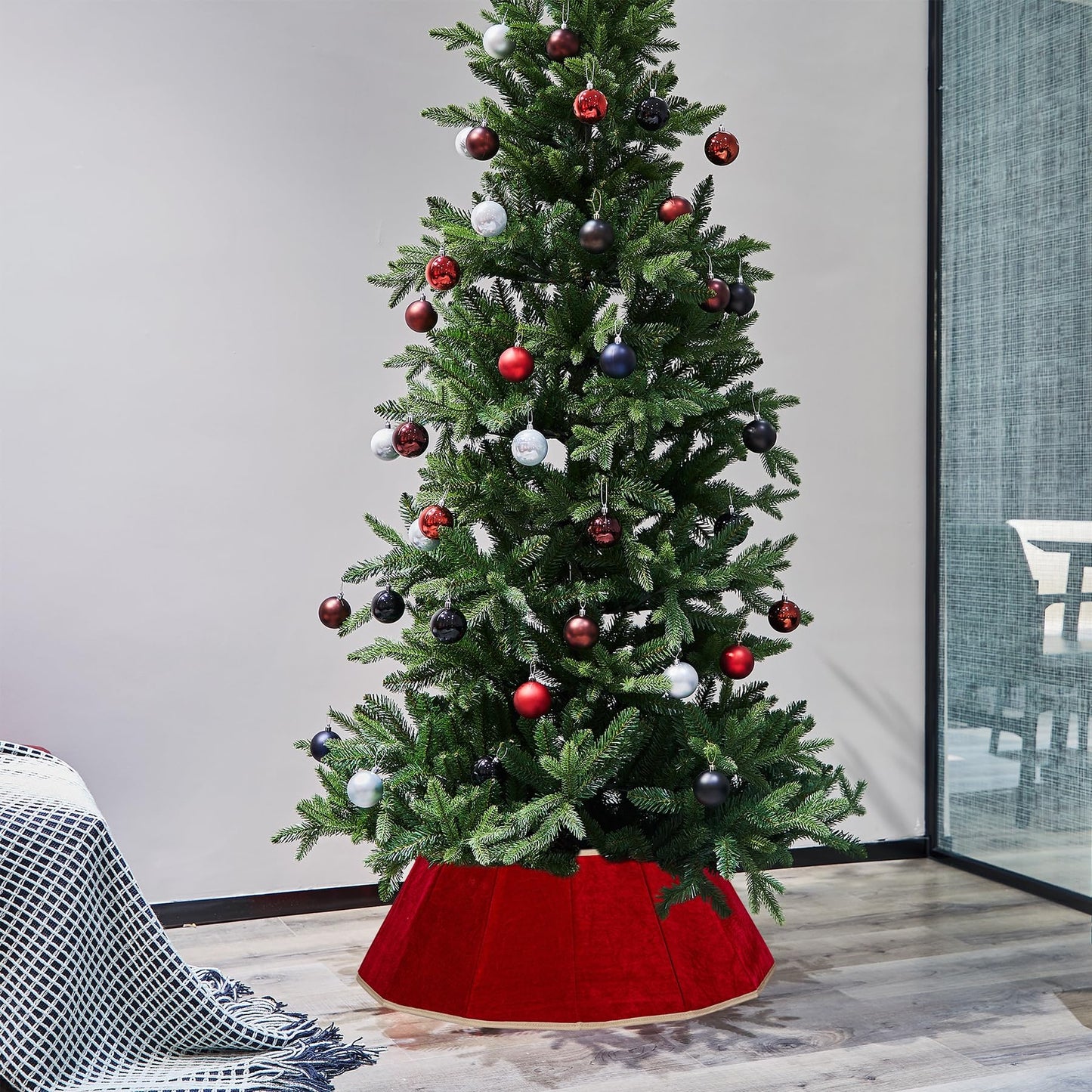 Blissun Christmas Tree Collar, Velvet Foldable Christmas Tree Ring, Christmas Tree Skirt for Artificial Christmas Trees Decoration