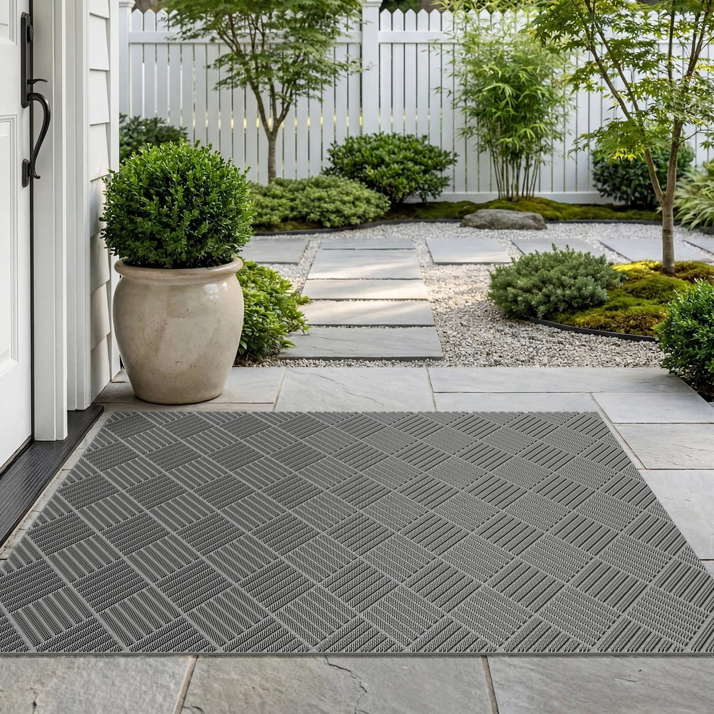 Front Door Mat Outside Entrance 31x47, Heavy Duty Non Slip, Outdoor Floor Mats Welcome Floor Doormat, Dirt Waterproof Exterior Entry Mats All Weather for Patio Entryway Kitchen Industral Bar Grey