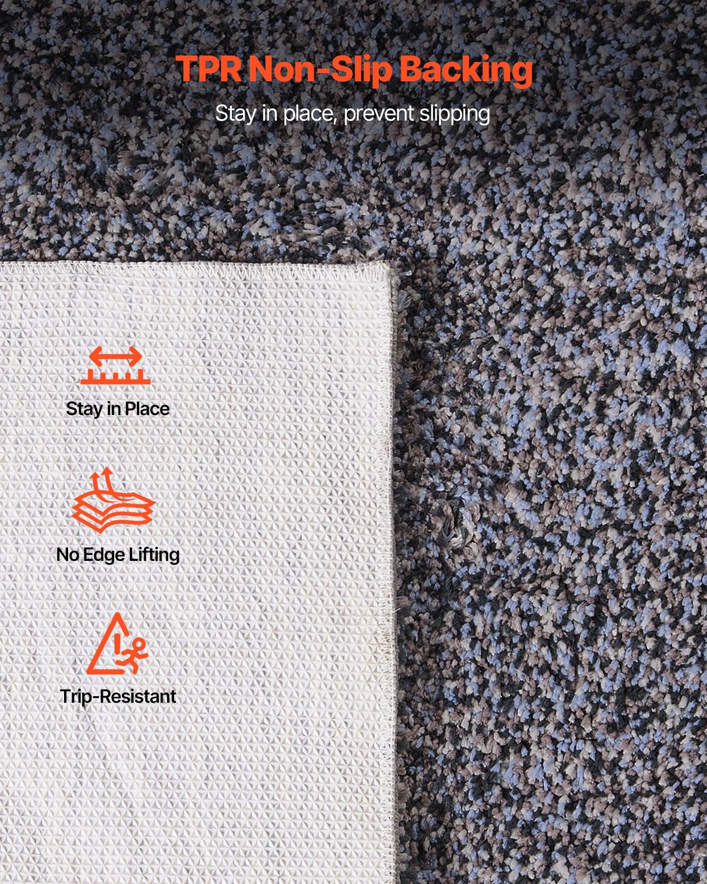VEVOR 8 x 10 ft Area Rug for Living Room, Large Indoor Plush Area Rug with High Plush Pile, Indoor Floor Carpet for Bedroom Study, Non-Shedding & TPR Non-Slip Backing, Noise-Reducing