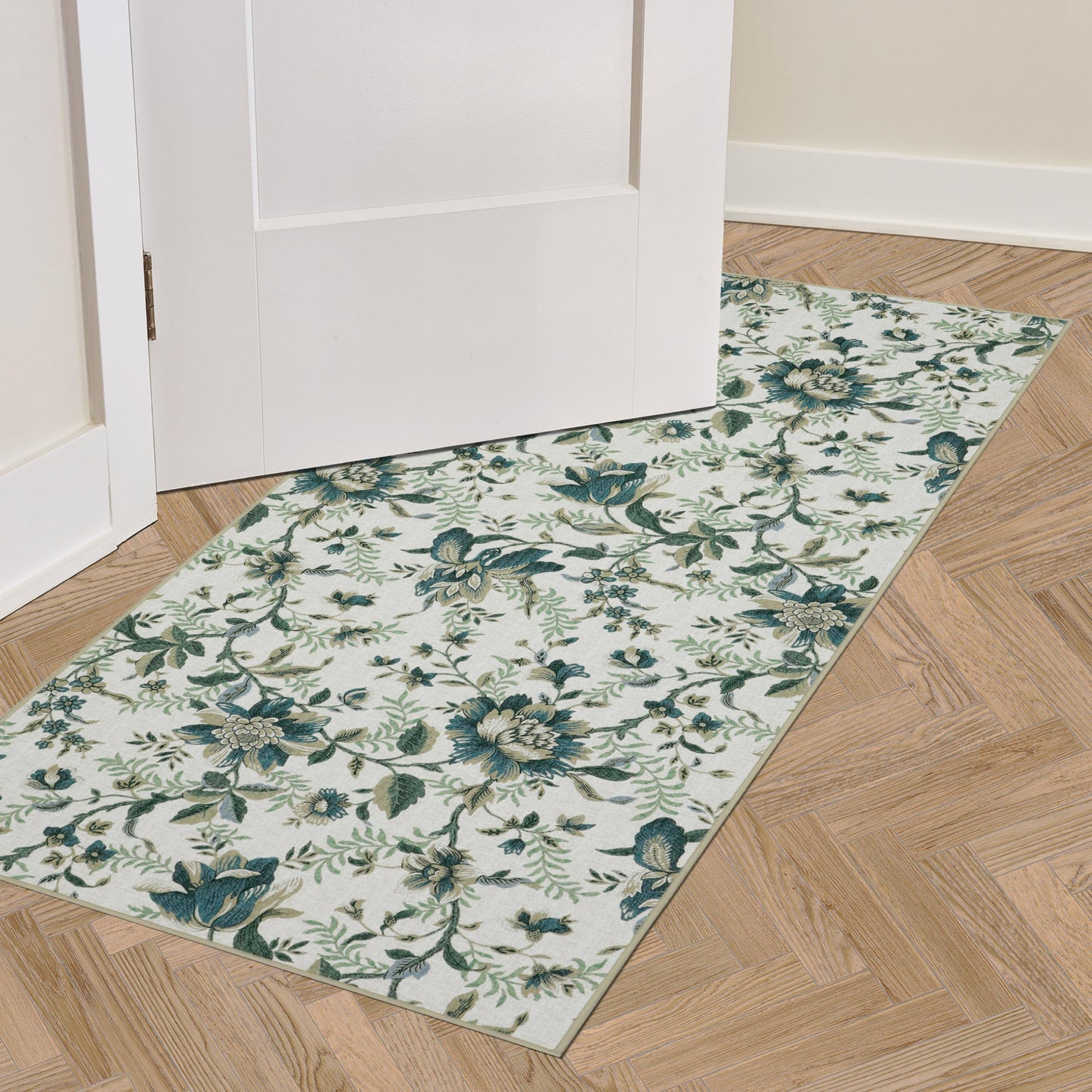 Laura Ashley Beige Edita's Garden Floral Machine Washable & Slip Resistant 2 Piece Set - 26" x 45" Accent Rug & 26" x60" Runner Rug