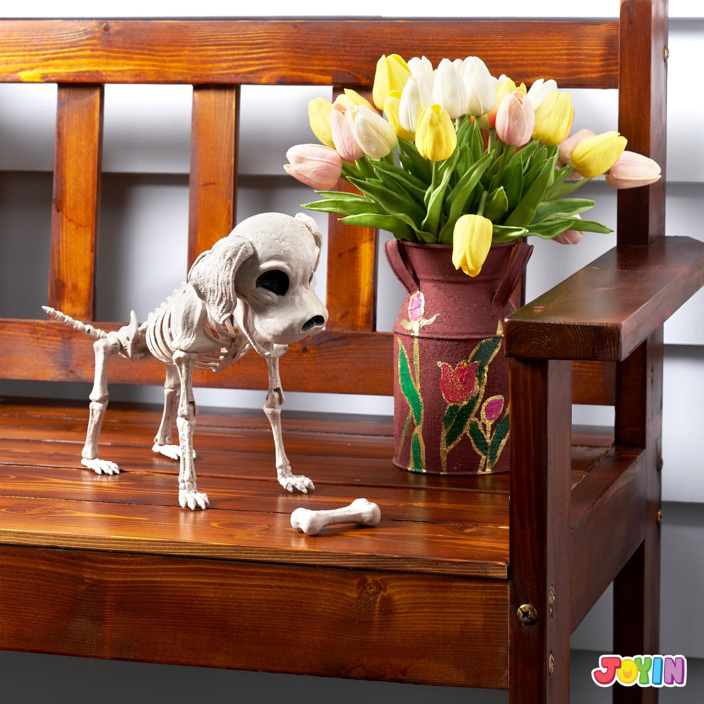 JOYIN Posable Halloween Dog Skeleton Full Body Posable Joints Realistic Skeleton Puppy with Movable Joints for Halloween Decoration, Graveyard Party Decor (9.8” X 4.7” X 12.6”)