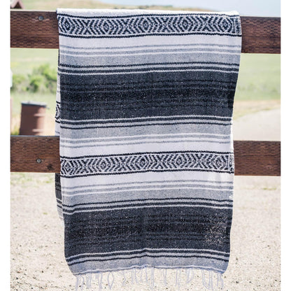 Benevolence LA Authentic Handwoven Mexican Blanket | Yoga Blankets, Outdoor, Picnic, Beach, Camping | Equestrian Saddle | Serape 50x70 inches - Gray, Pack of 1