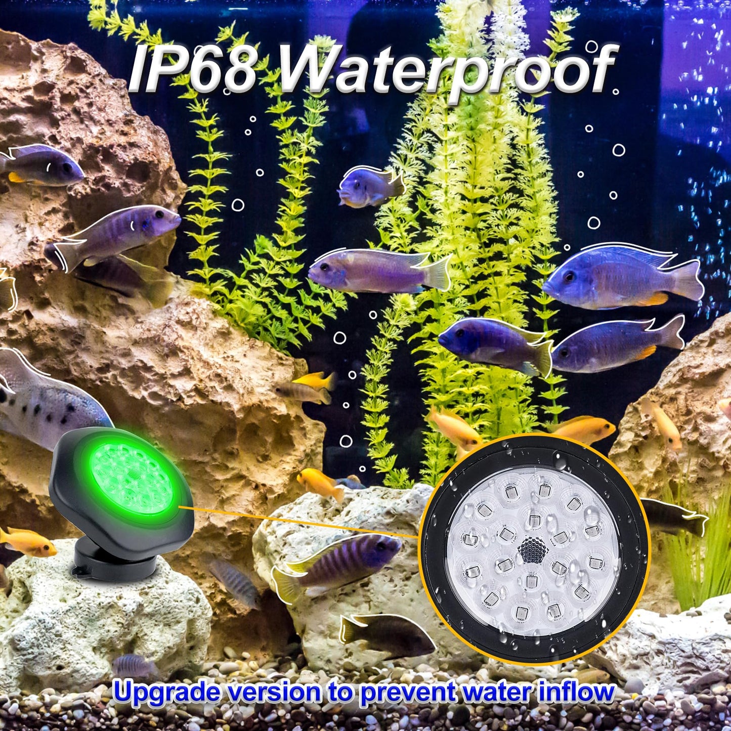 NATPOW Solar Pond Lights, 18 LED Super Bright RGB Landscape Spotlights IP68 Underwater Pond Lights Submersible LED Lights for Fish Aquarium Tank Garden Yard Pool Fountain Pond (3 Head Lamp)