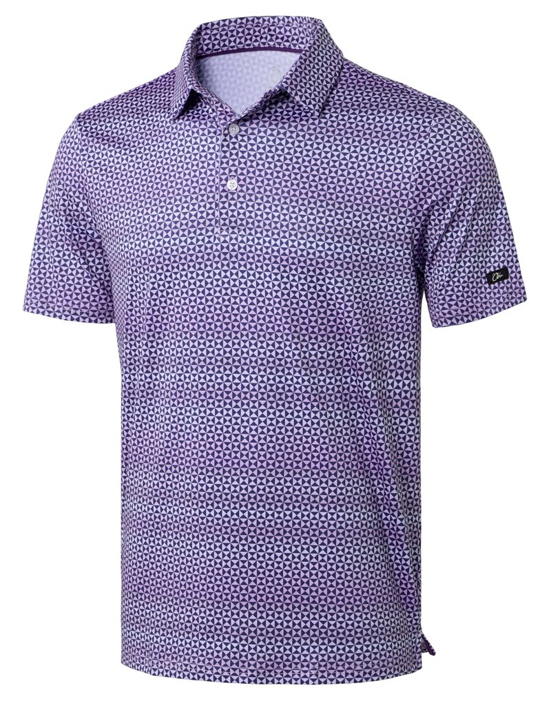 Obla Mens Golf Polo Shirts Short Sleeve Dry Fit Performance Moisture Wicking Casual Print Collared Golf Shirts for Men(Purple Square_XXXL)