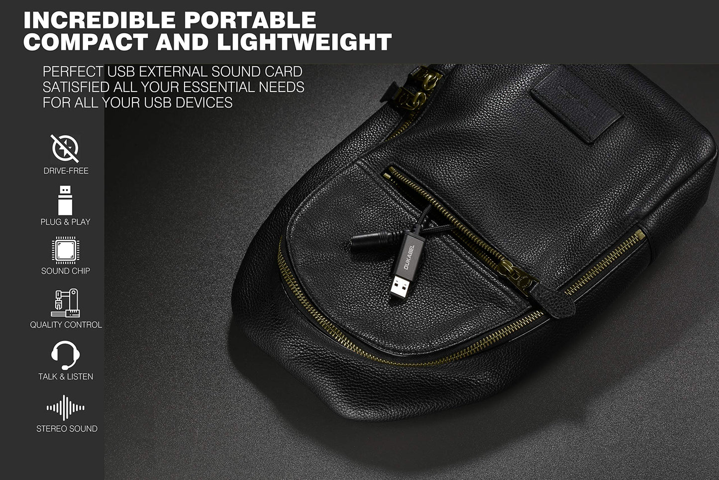 DUKABEL USB Headphone Adapter, External Sound Card with TRRS 4 Pole Jack, Mic-Supported USB to 3.5mm Audio Apdater for PC PS4 PS5 and More [9.8 inch]