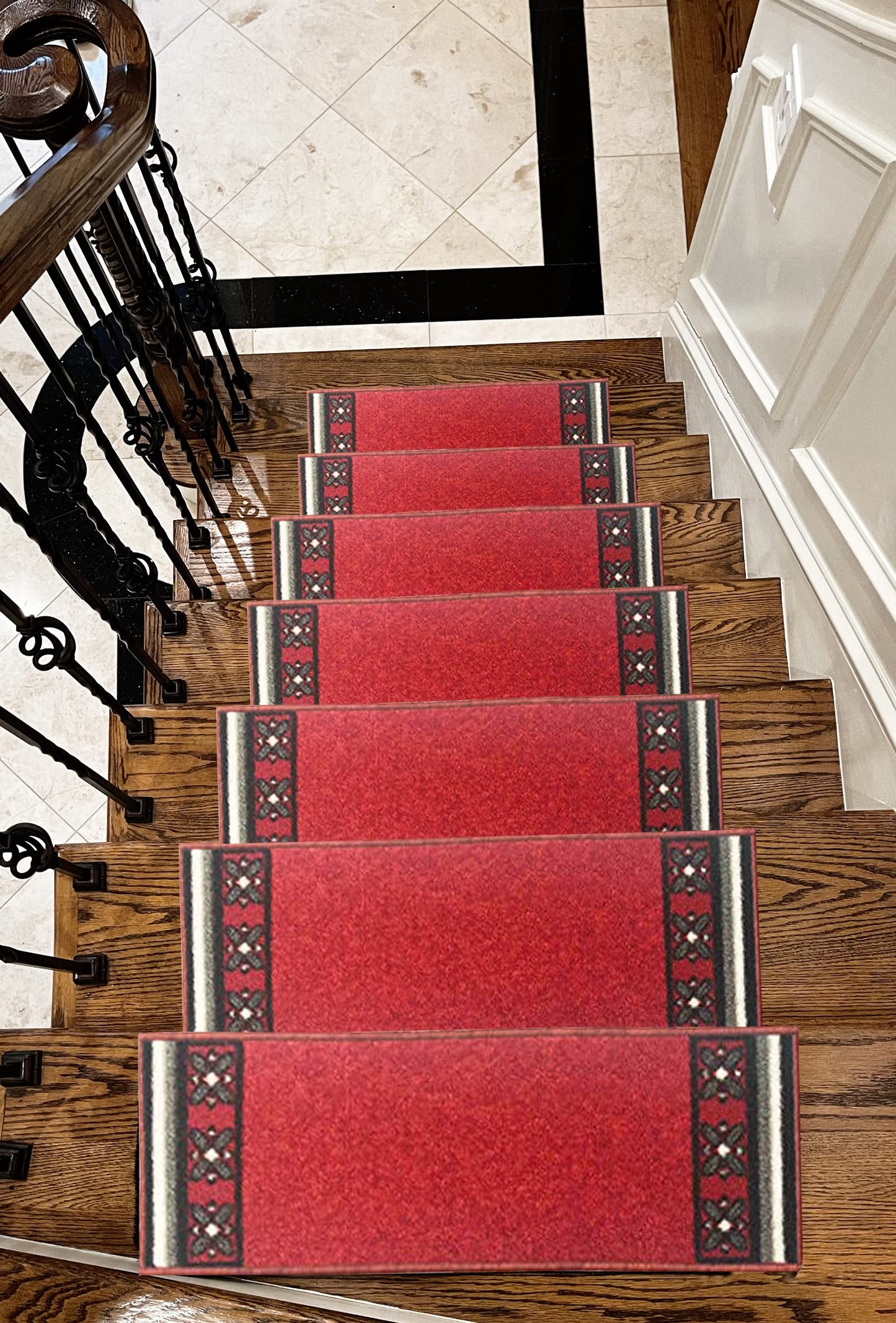 Gloria Rug Non-Slip Rubber Back Stair Treads - Skid Resistant Stair Mats - Set of 7 (8.5" x 26") (7, Stair-1995)