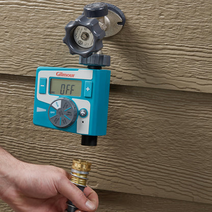Gilmour Single Outlet Electronic Water Timer for Garden Hose, Irrigation Timer for Sprinklers and Drip Lines, Blue