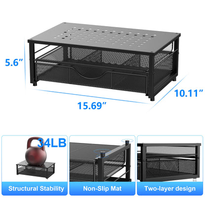 gianotter Computer Monitor Stand Riser, Desk Organizers and Accessories with Drawer, Office Desk Accessories & Workspace Desktop Organizers Storage for Classroom Office Supplies (Black)
