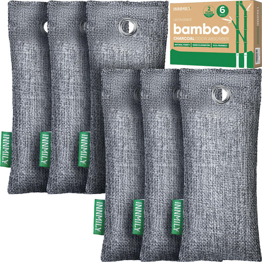 Activated Charcoal Odor Absorber,6 Pack Nature Odor Eliminator for Shoes, Bamboo Charcoal Air Purifying Bags,Shoe Deodorizer for Fresh Sneakers,Shoe Smell Remover