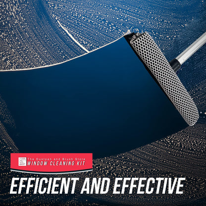2 in 1 Telescopic Window Squeegee with Durable Squeegee Blade and Sponge Attachment - Window Cleaning Kit Perfect to Use as Shower Cleaner Squeegee, Window Cleaner & Car Window Squeegee