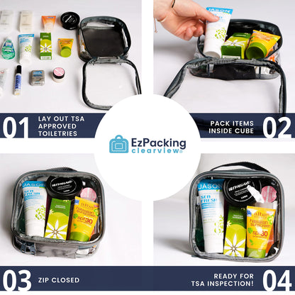 EzPacking Clear TSA Approved 3-1-1 Travel Toiletry Bag for Carry On/Quart Size Transparent Liquids Pouch for Airport Security/Reusable See Through Vinyl & PVC Plastic Organizer Men Women (Turquoise)