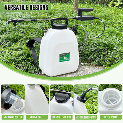 Battery Powered Sprayer 3.2 Gallon, VAXMAY Backpack Sprayer with 3 Adjustable Speeds, Battery Indicator, 5 Mist Nozzles, 41" Retractable Wand, USB Rechargeable Weed Sprayer for Lawn Garden Yard