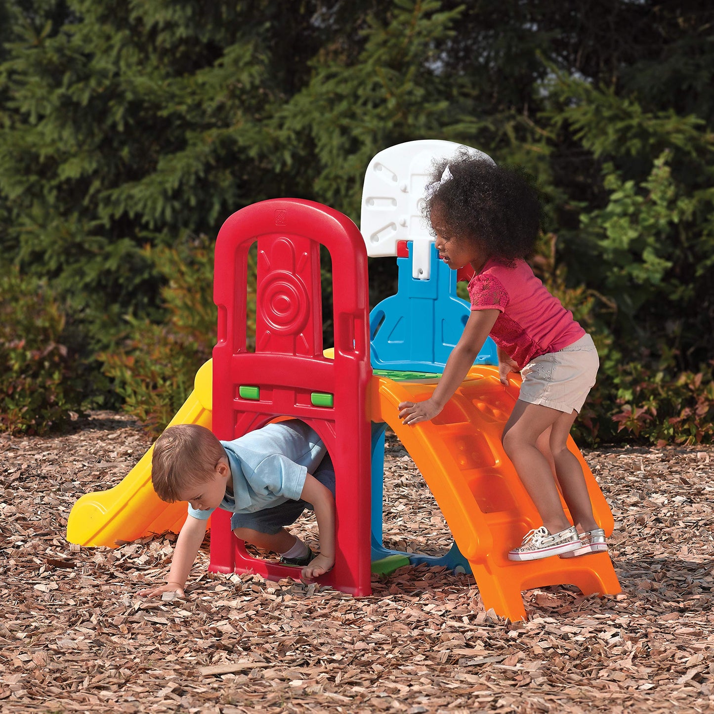 Step2 Game Time Sports Climber, Kids Indoor/Outdoor Playset, Backyard Playground Set, Slide, Climbing Wall, Basketball Hoop, Outside Jungle Gym, For Toddlers 2-6 Years Old