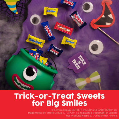 Butterfinger, CRUNCH, Baby Ruth, 100 Grand Minis, Assorted Candy Bars, Great for Sharing, Bulk 135 Count Pack, 55.3 oz