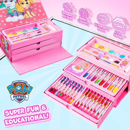 Paw Patrol Art Set Kids Colouring Pencils Felt Tip Pens Crayons Paints Stationery Crafts Boys Girls Art Supplies Preschool Travel 40 Plus Pcs Gift Set (Pink)