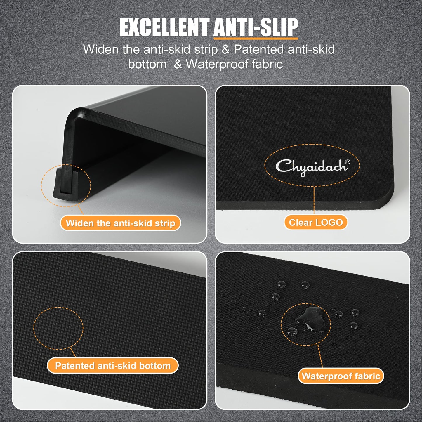 Chyaidach Computer Keyboard Stand and Wrist Rest - Easy Comfortable Ergonomic Typing - Acrylic PC Keyboard Holder with Wrist Support - Fits All Size Keyboards - 16.9'' Wide (Matte Black)