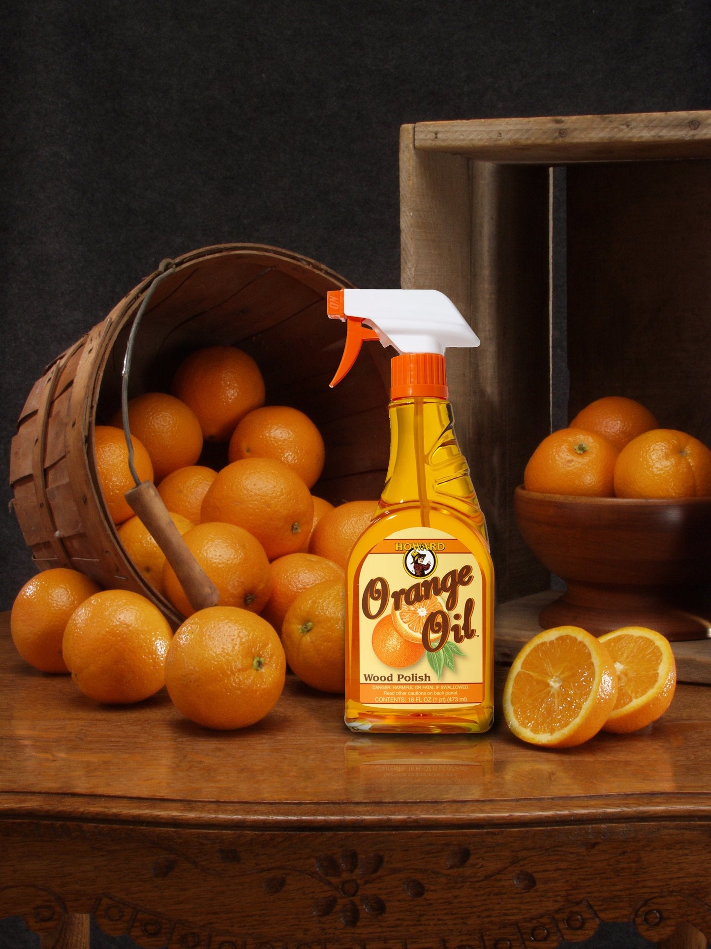 Howard ORS016 473 ml/16 oz Orange Oil Wood Polish Trigger Furniture Spray Cleaner