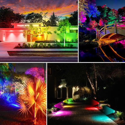NATPOW RGB Solar Spotlights, Landscape Lights Color Changing Waterproof Solar Garden Lights, Auto ON/Off Adjustable Spot Lights, 6-in-1 Wall Lights for Yard, Garden, Driveway, Pool, Lawn