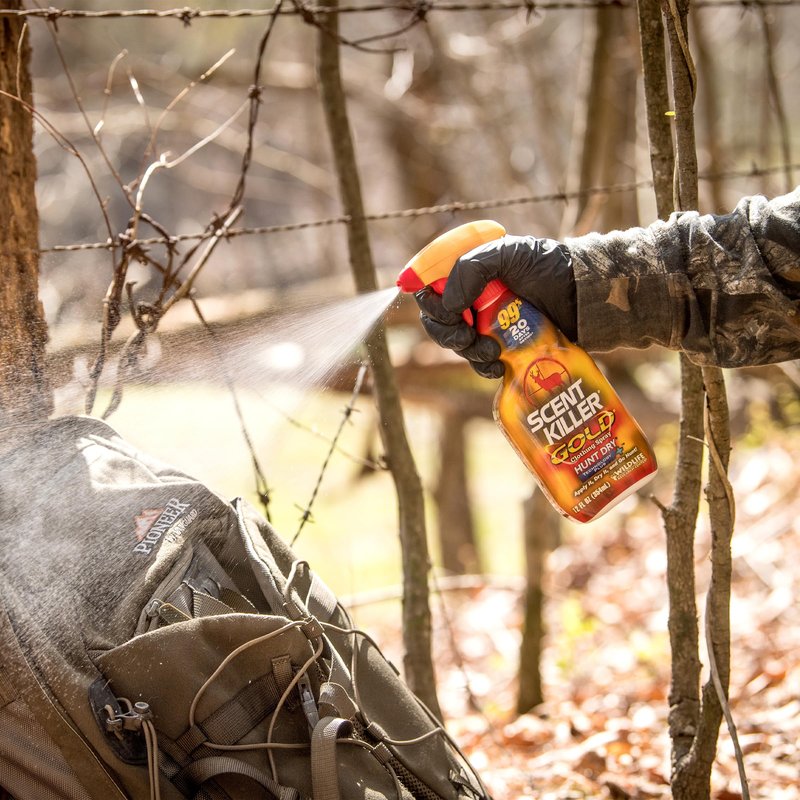 Wildlife Research Center Scent Killer Gold Spray & Refill (44 FL OZ) – Hunting Scent Eliminator with Hunt Dry Technology – Odor Prevention & Maximum Performance After Drying – Scent Control for Deer