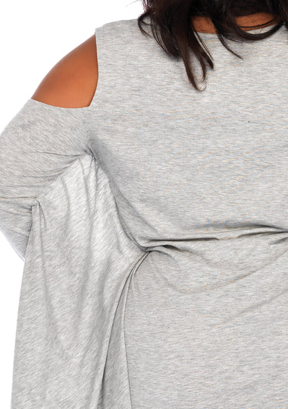 Leg Avenue Women's Casual Jersey Shirt Dress, Grey Ghost, 3X / 4X