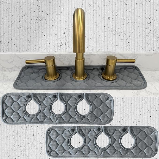 Bathroom Sink Splash Guard 3-Round-Hole : AHA HOMEWARE, Faucet Mat