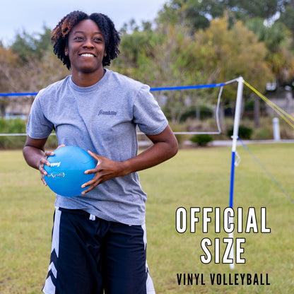 Franklin Sports Volleyball + Badminton Sets - Beach + Backyard Combo Complete Outdoor Lawn Game Set - Volleyball, Pump, Badminton Rackets, Birdies, Net + Poles Included