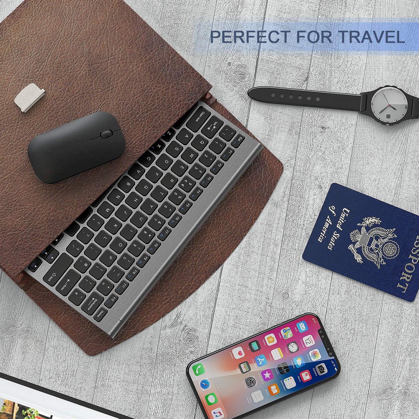 seenda WGJP-031 Small Wireless Keyboard and Mouse, Ultra Compact Rechargeable USB Keyboard and Mouse Combo with Portable Size Low Profile Keys for Windows XP/7/8/10/11 Laptop Computer, Black and Grey
