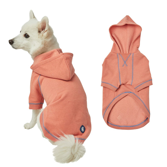 Blueberry Pet Essentials Dog Hoodie – 22 inch, Cotton‑Blend Sweatshirt with Hood, Coral, Machine‑Washable Small‑Dog Jersey